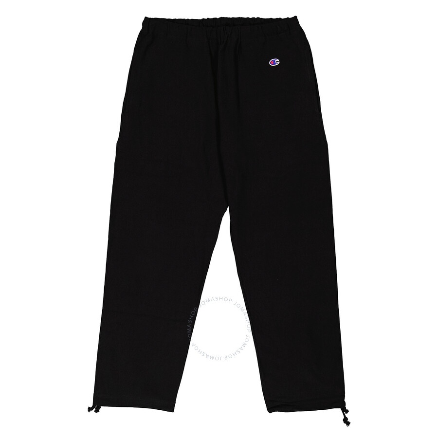 Champion Black Cotton Logo Long Sweatpants - 1