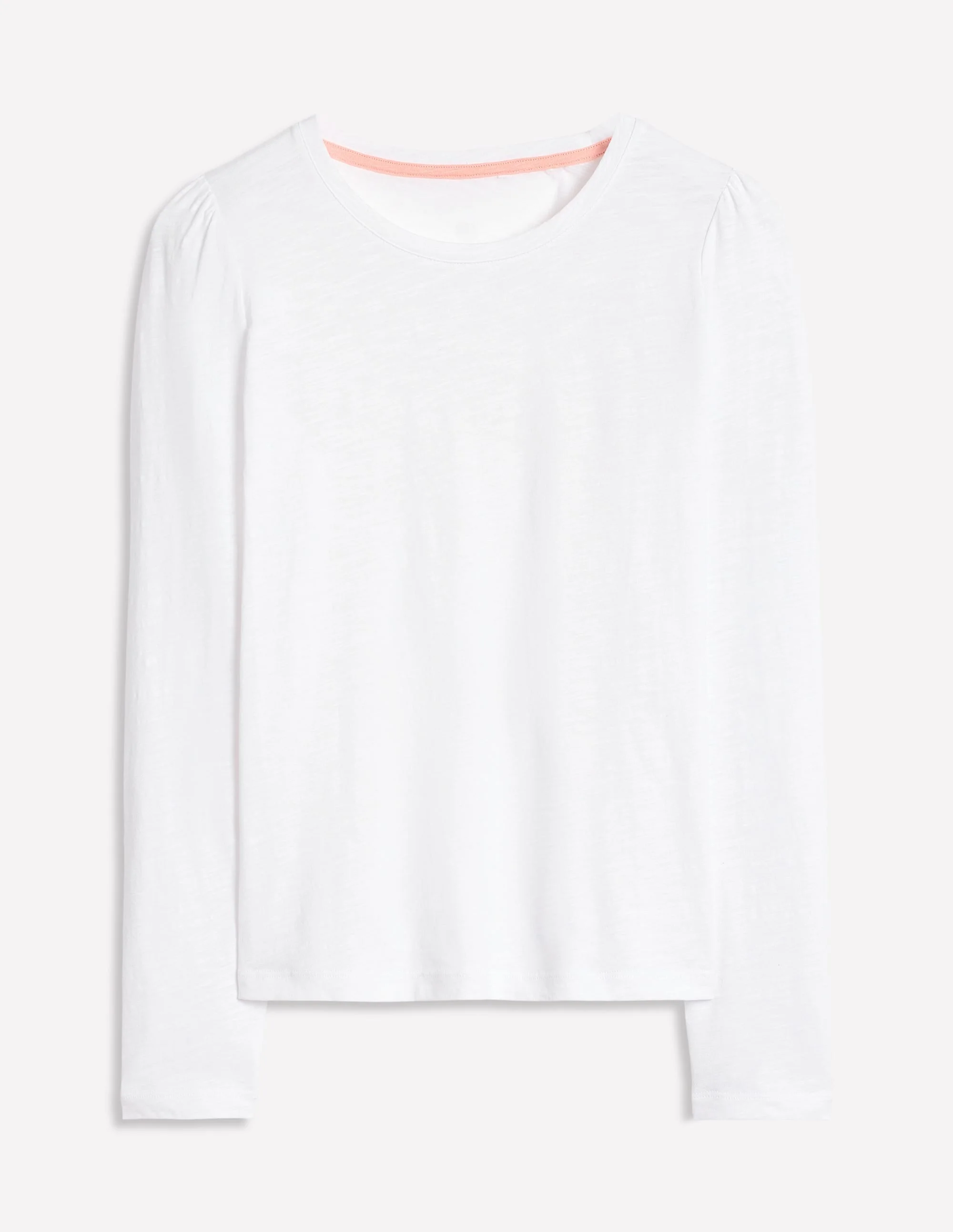 Cotton Crew Long Sleeve Top-White - 1