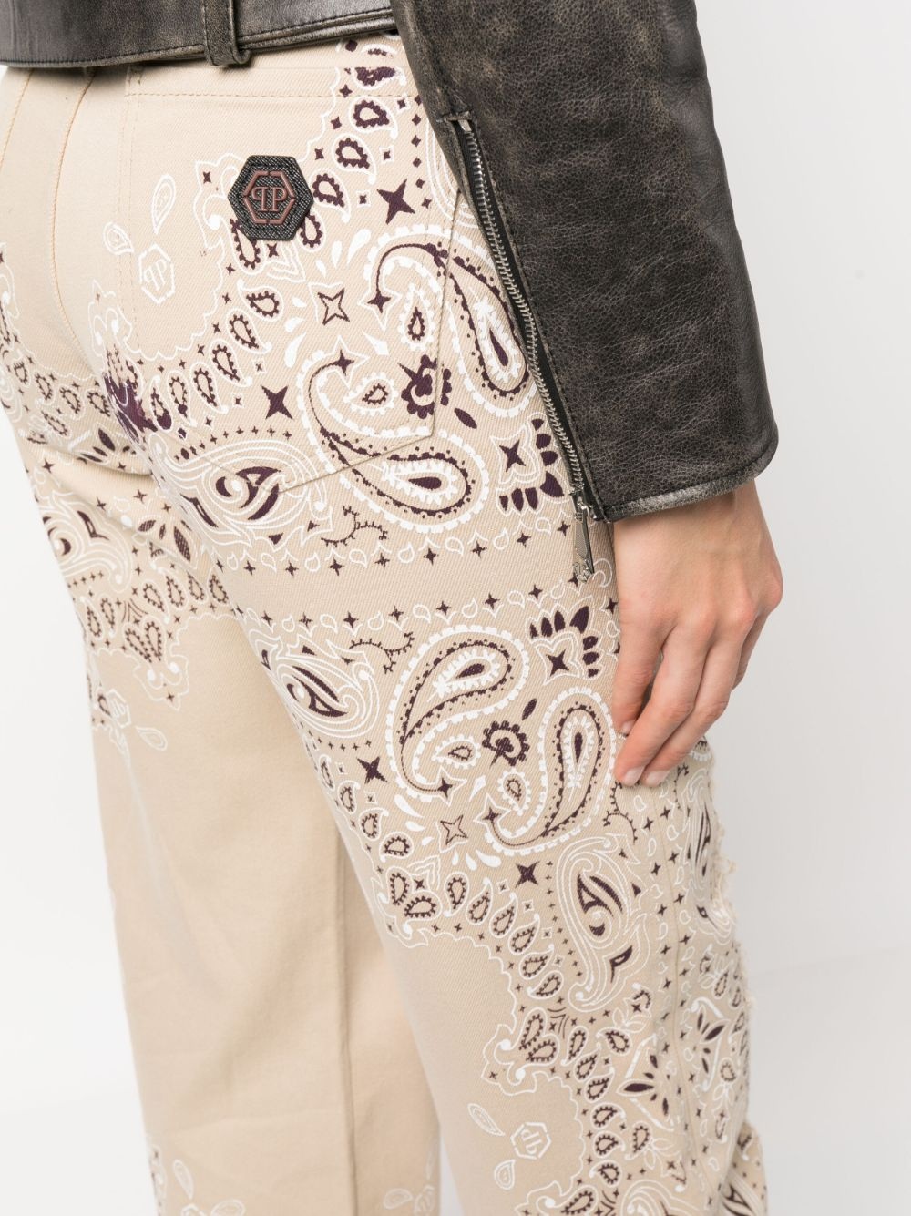 paisley-print cotton jeans - 5
