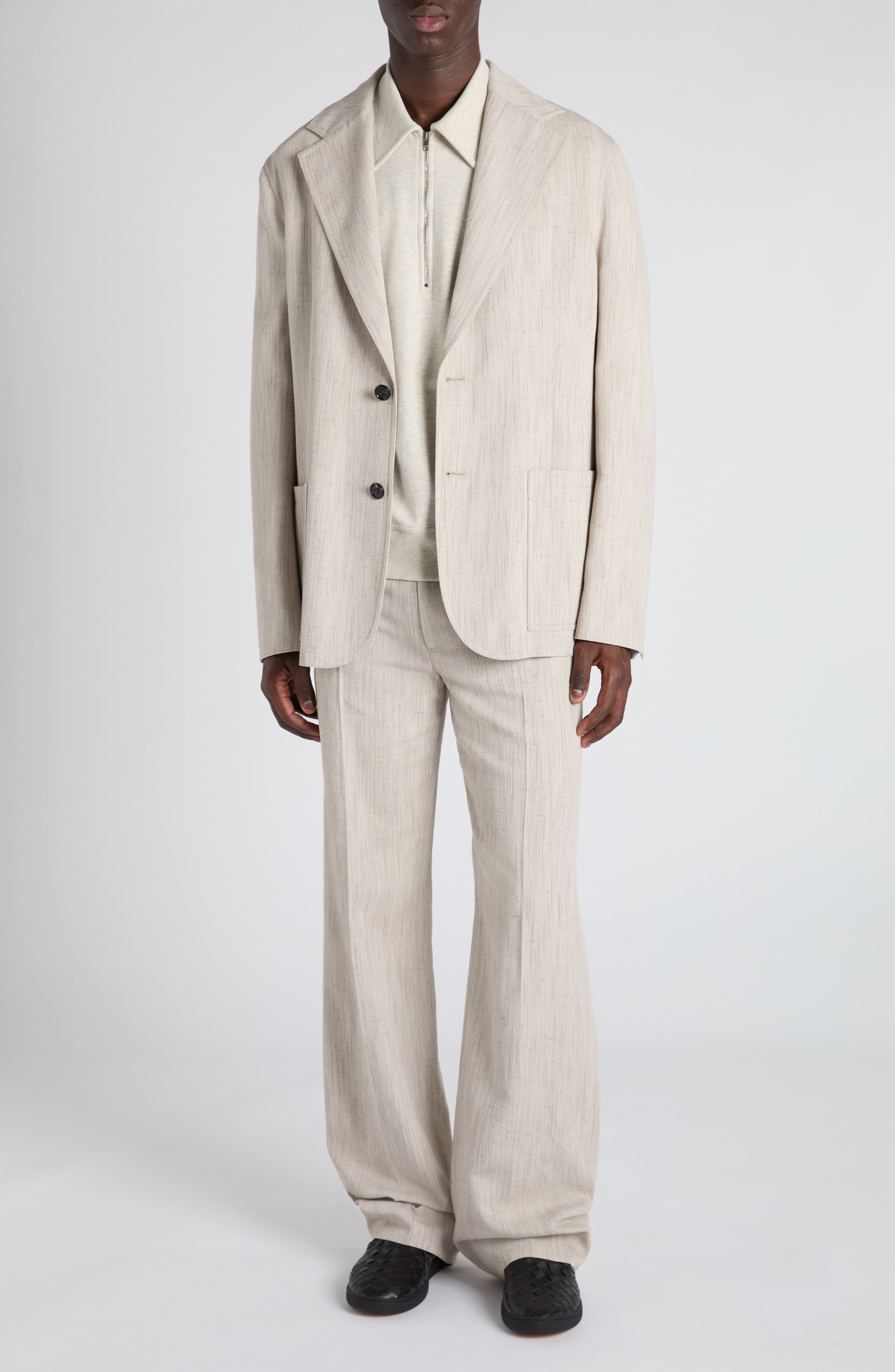 Bottega Veneta Textured Sport Coat in 2674 Grey Putty at Nordstrom - 2