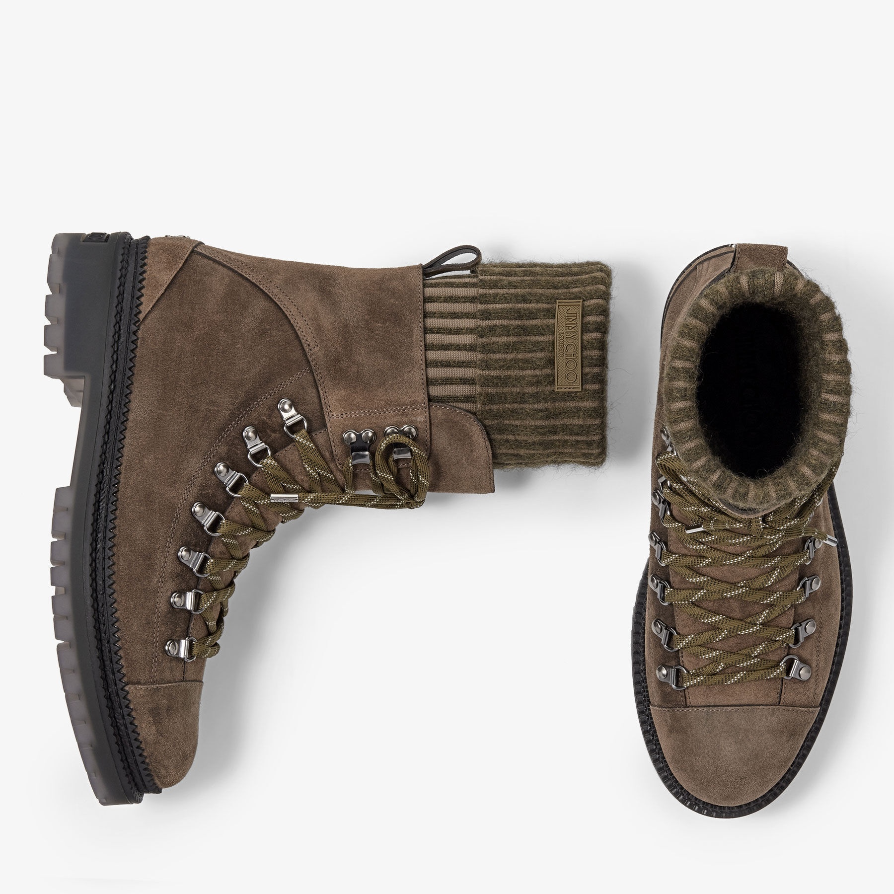 Devin
Umber Crosta Suede Boots with Knitted Socks - 5