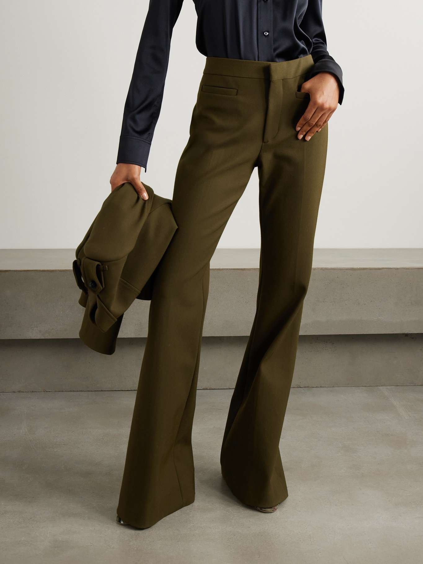 Twill flared pants Green - 3