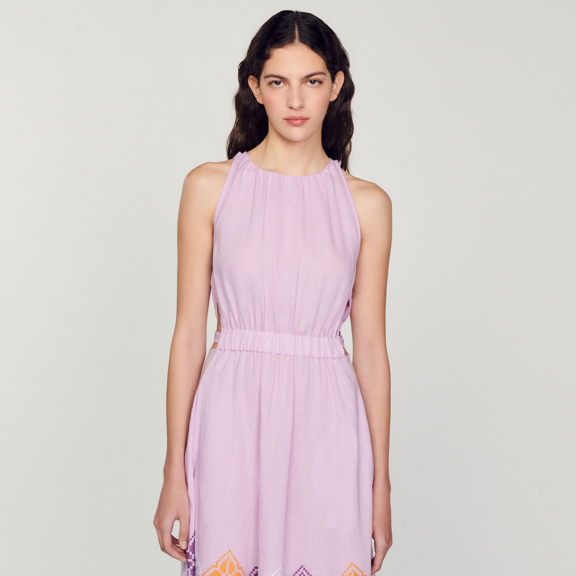 Long embroidered linen dress - 5