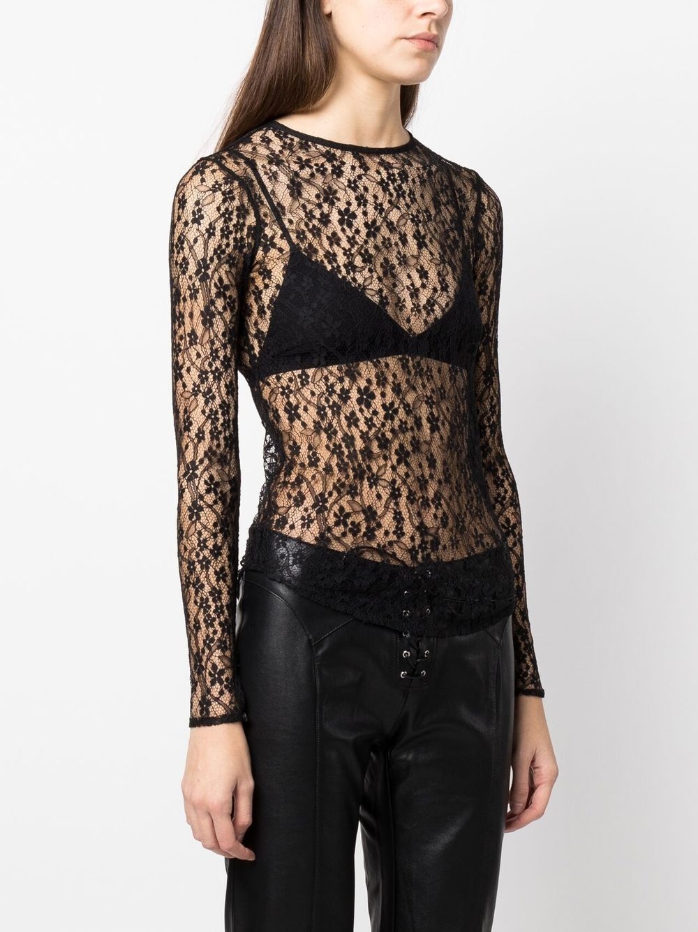 long-sleeved lace top - 3