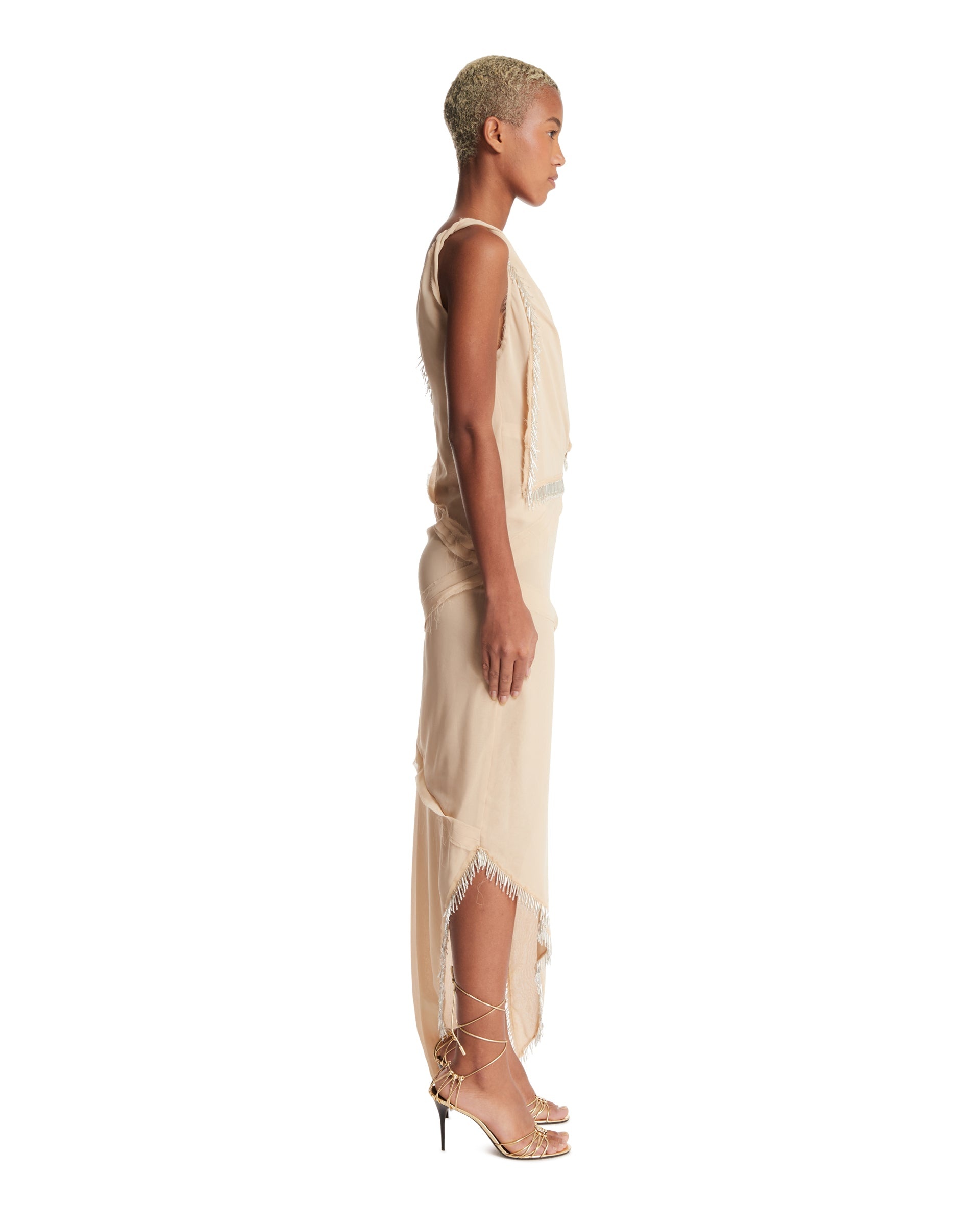 Beige Asymmetric Dress - 5