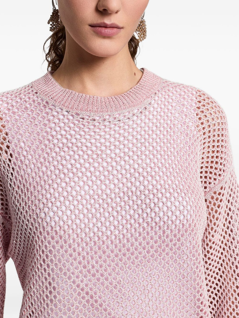 sequinned open-knit crew-neck sweater 4