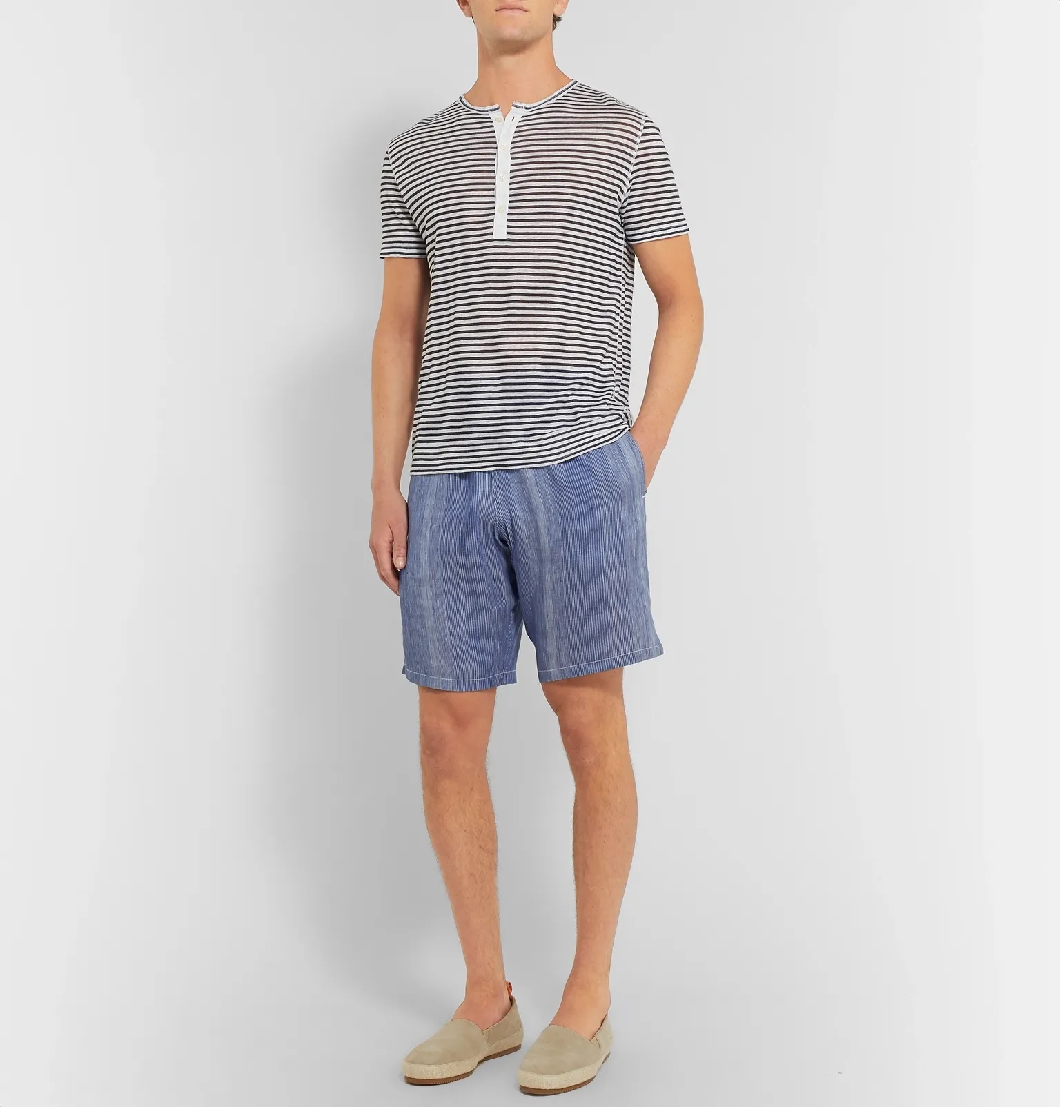 Bolide Striped Linen and Cotton-Blend Drawstring Shorts - 2