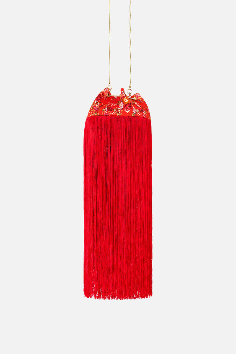 CAMILLA DRAWSTRING POUCH WITH FRINGING outlook