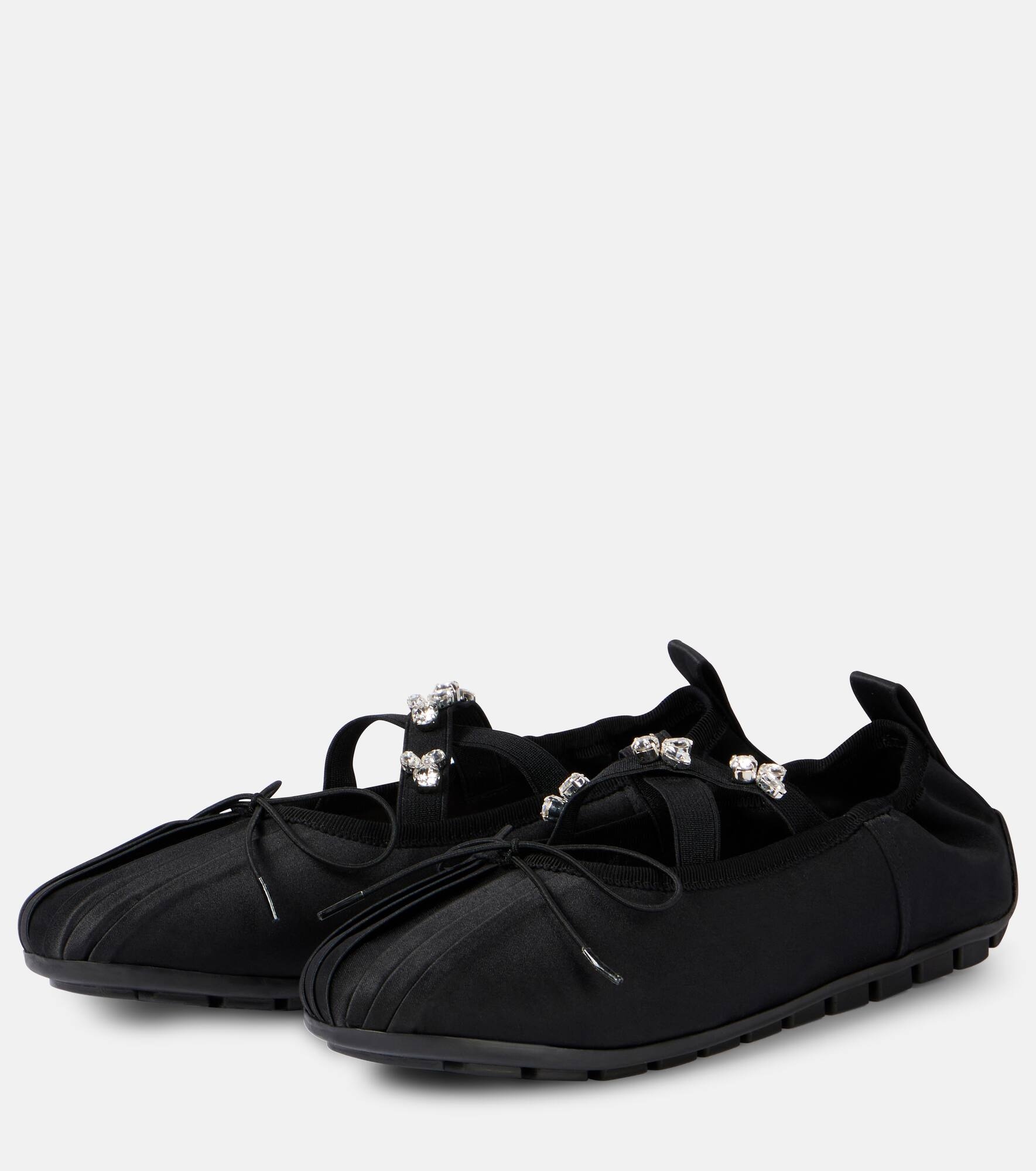 Embellished satin ballet flats - 4