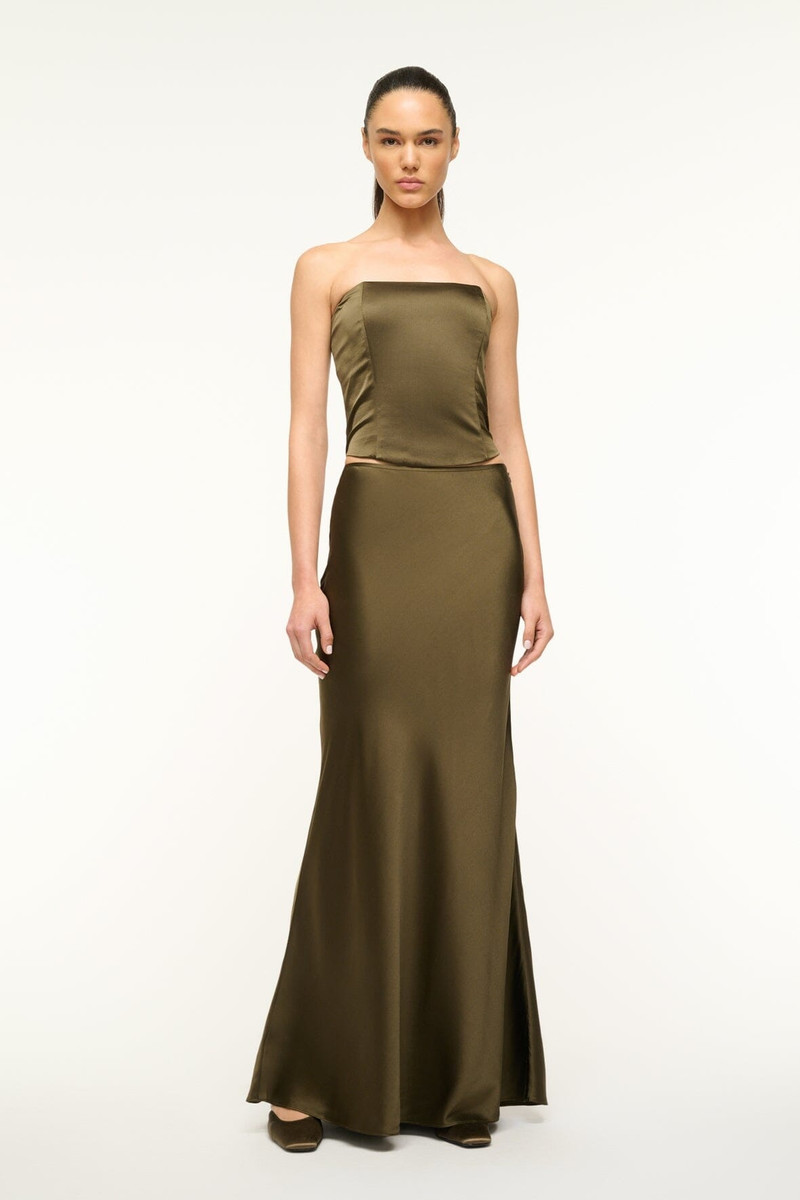 STAUD STAUD ODIN SILK SKIRT WOODLAND outlook