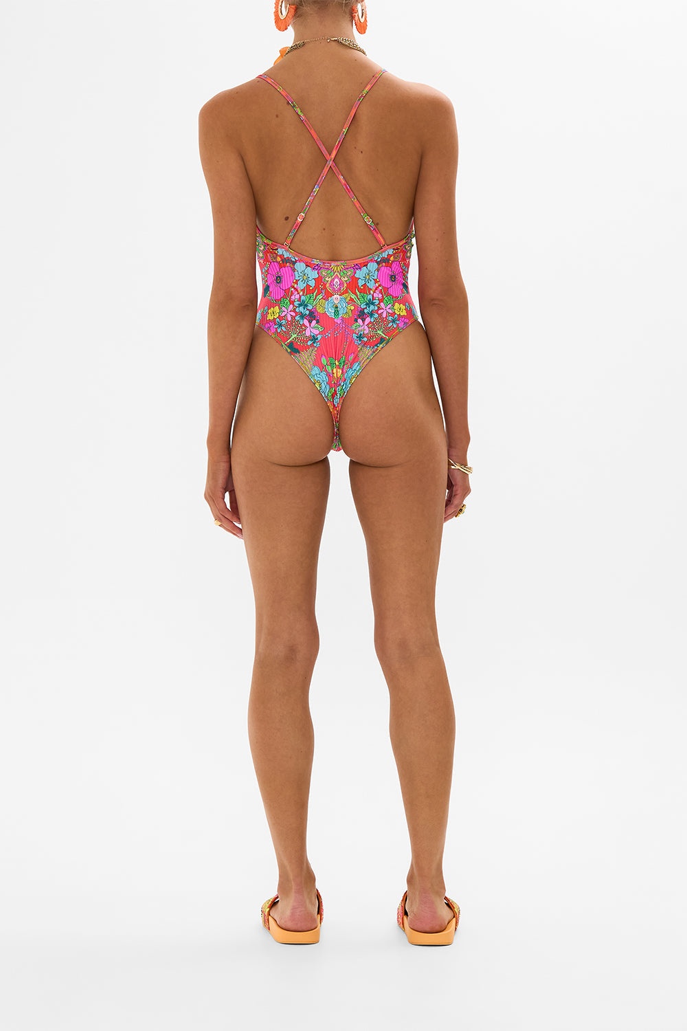 V NECK ONE PIECE WITH MULTICLR STITCH - 3
