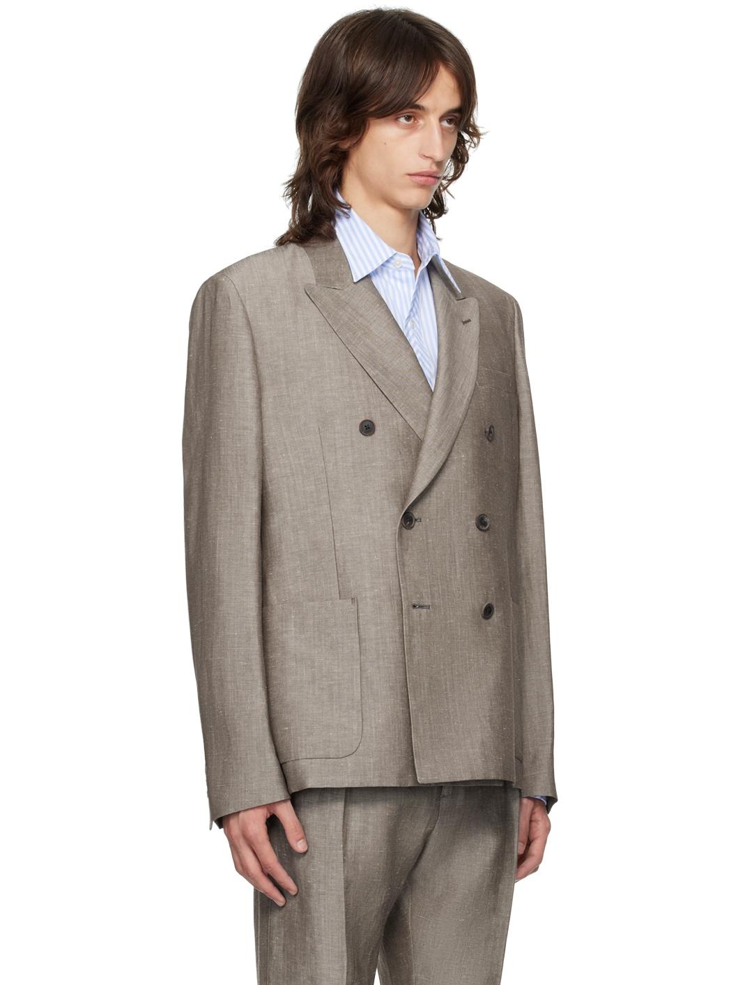 Brown Double-Breasted Blazer - 2