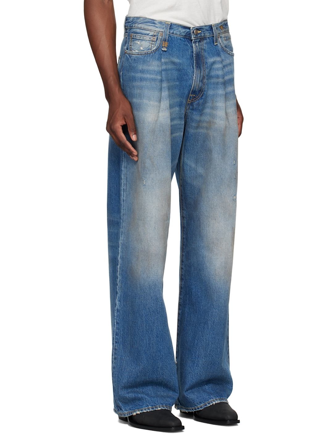 SSENSE Exclusive Blue Damon Pleated Jeans - 2