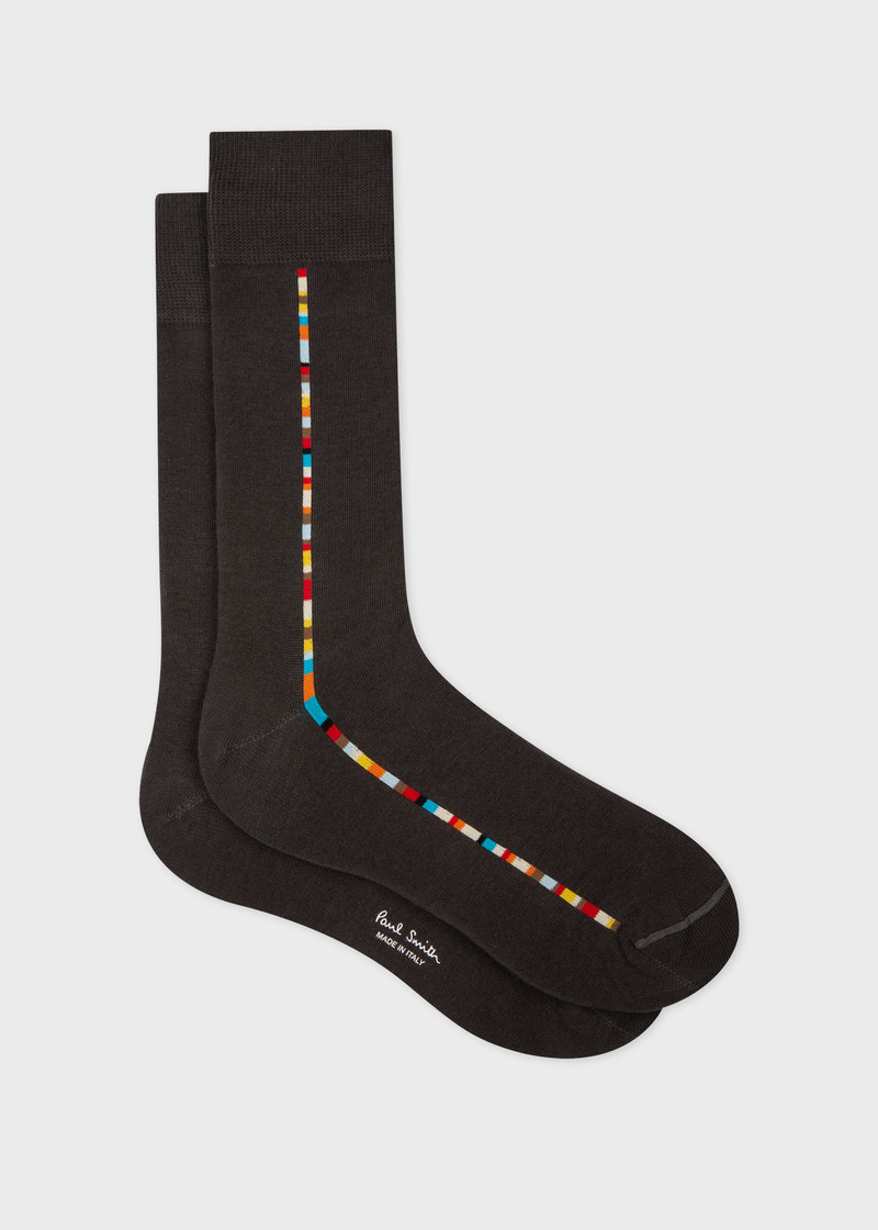 Grey 'Signature Stripe' Central Trim Socks 1