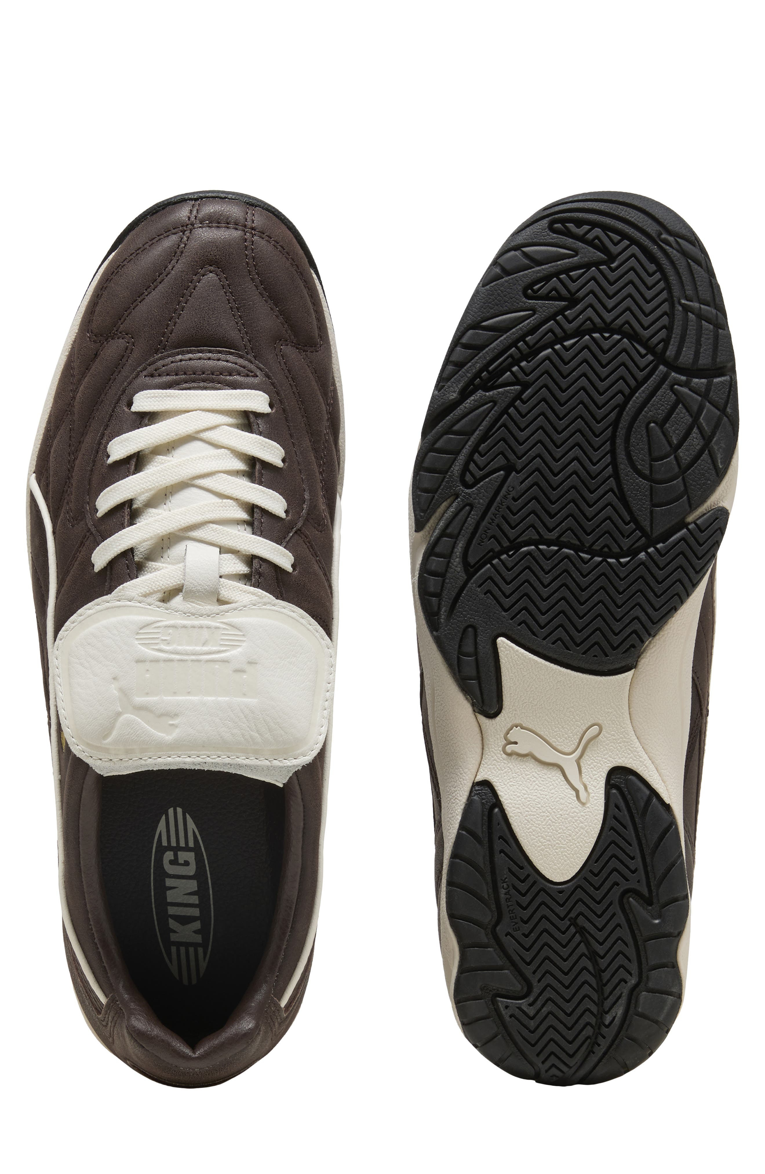 PUMA King Indoor Premium Soccer Sneaker in Dark Chocolate/Warm White at Nordstrom - 9