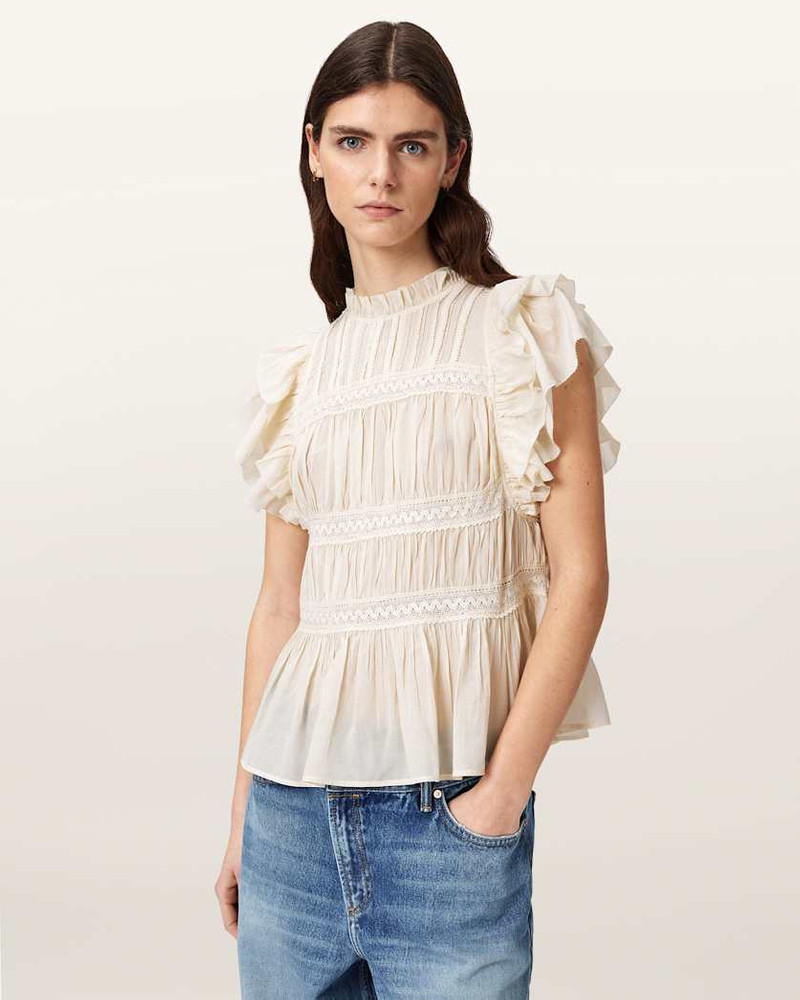 ALLSAINTS HARRIET SHORT SLEEVE RUCHED RELAXED FIT TOP outlook