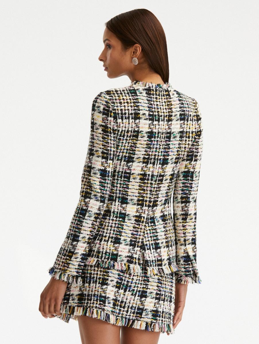 BUTTON DETAIL MULTICOLOR RIBBON TWEEN JACKET - 4