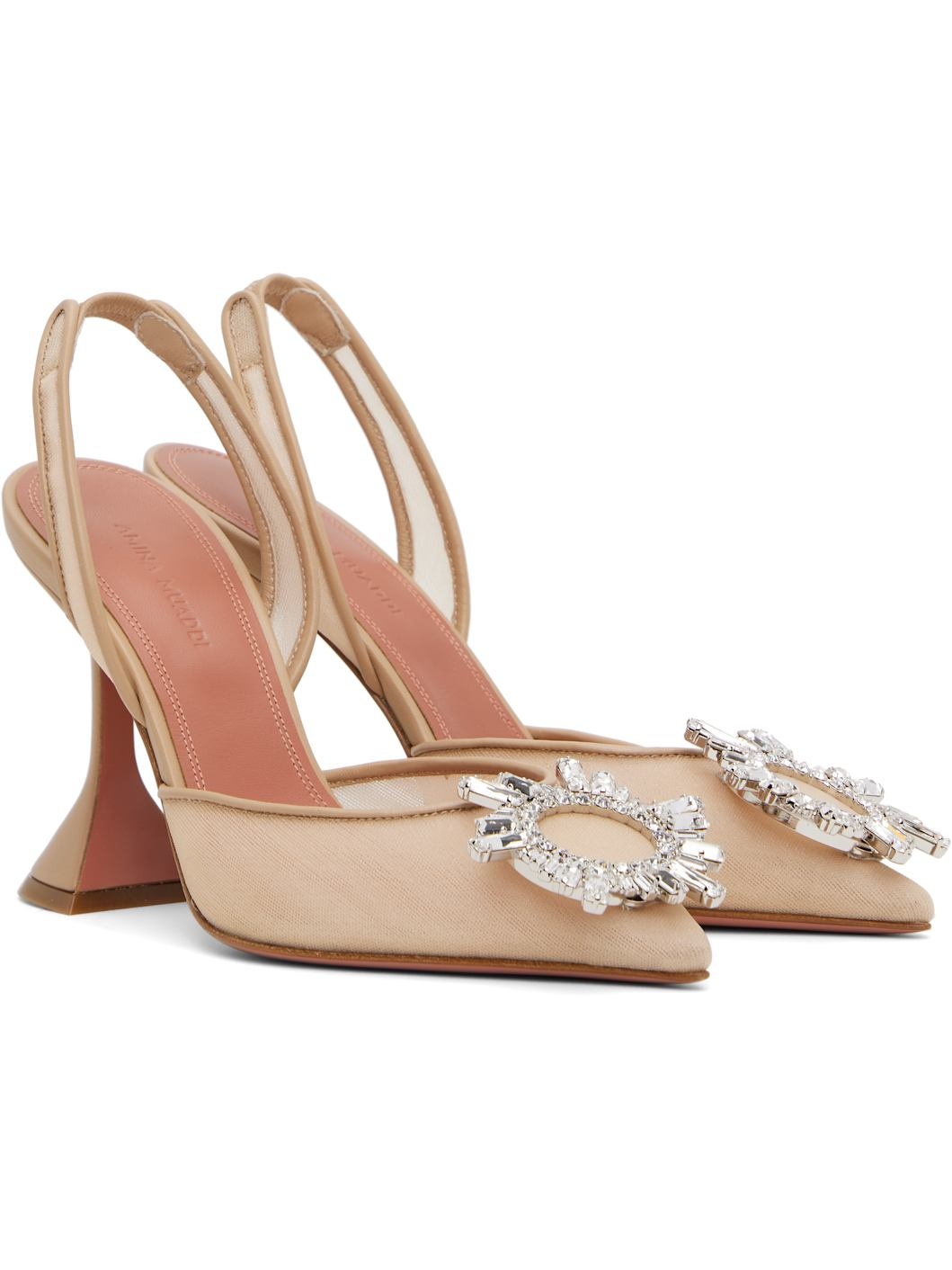 Beige Begum Mesh Sling 95 Heels - 4
