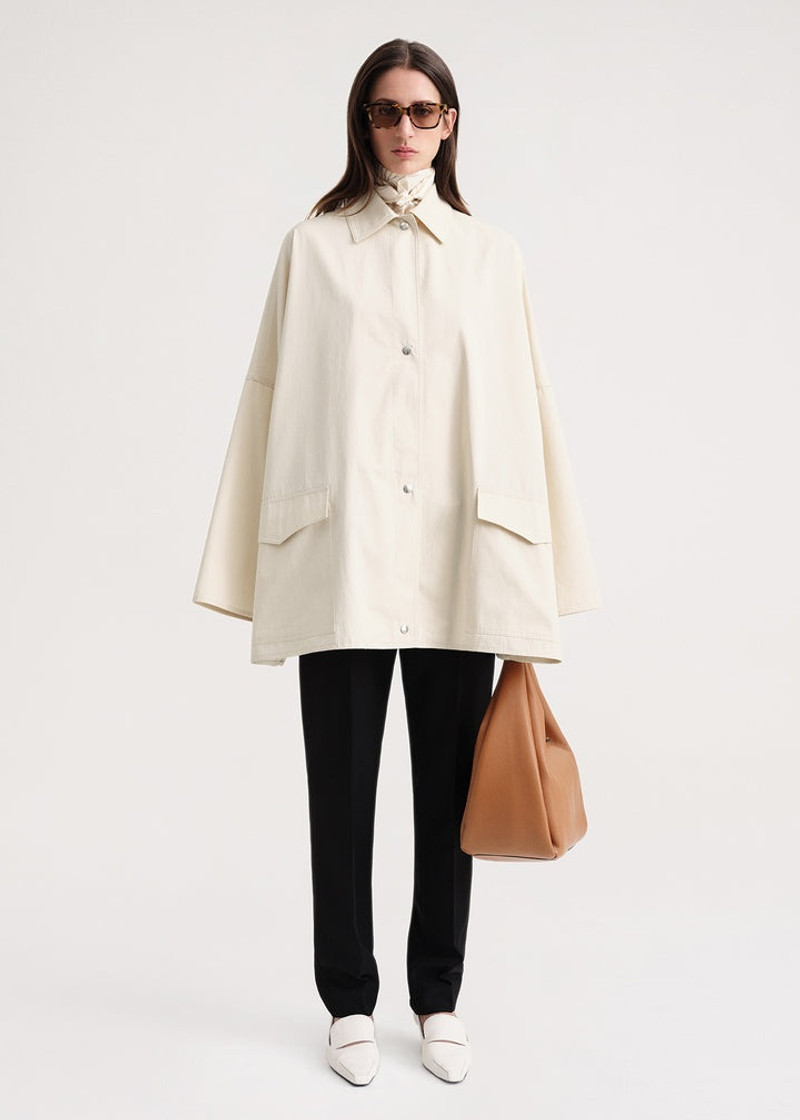 Totême Washed cotton overshirt jacket vanilla outlook