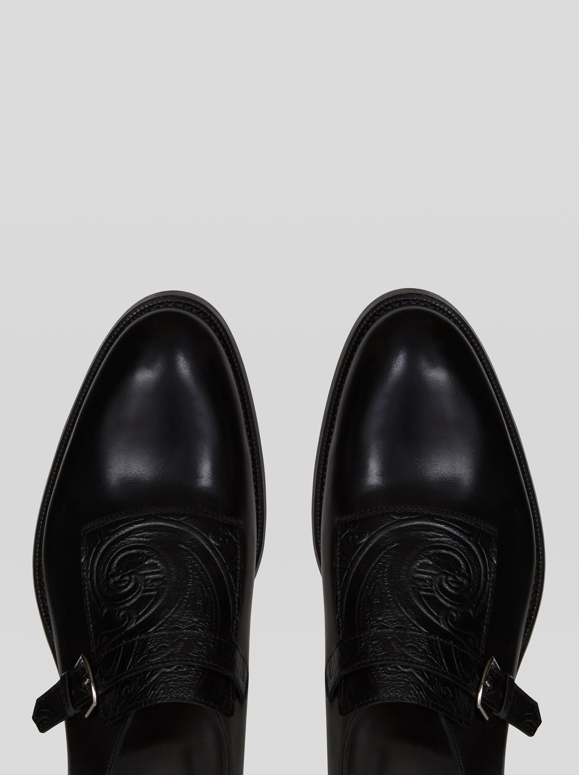 LEATHER MONK STRAPS WITH PAISLEY PATTERN - 2