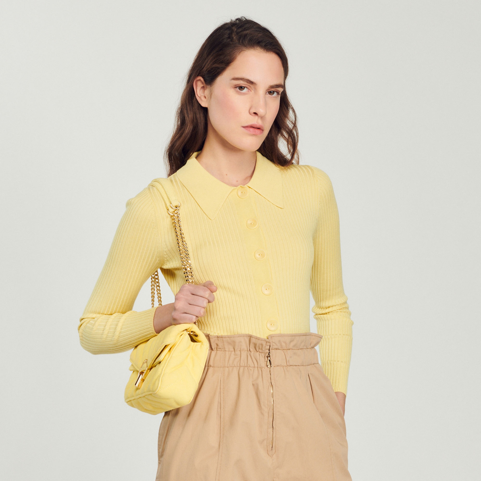 Cropped ribbed cardigan - 5