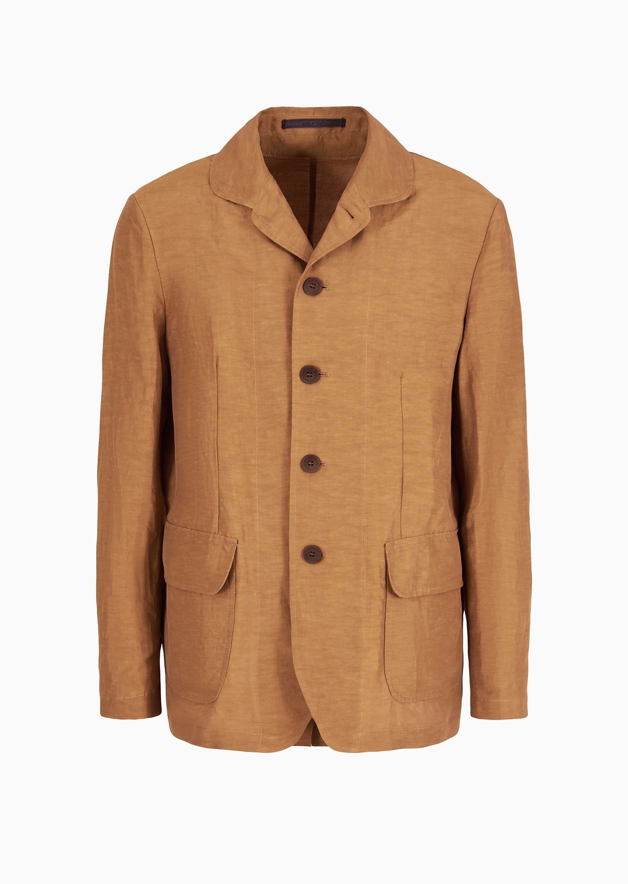 Viscose and linen single-breasted jacket - 1