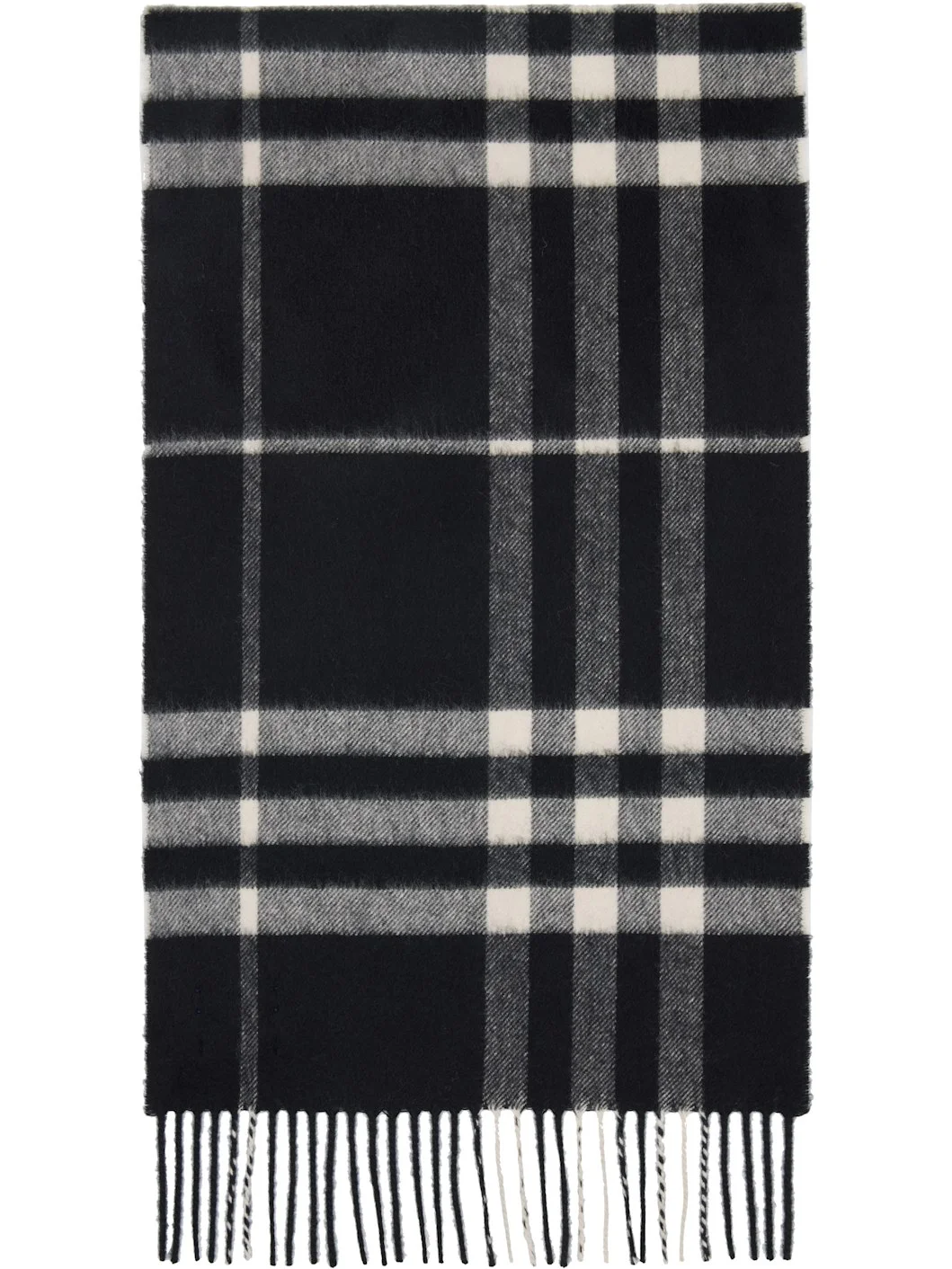 Black Check Cashmere Scarf - 1