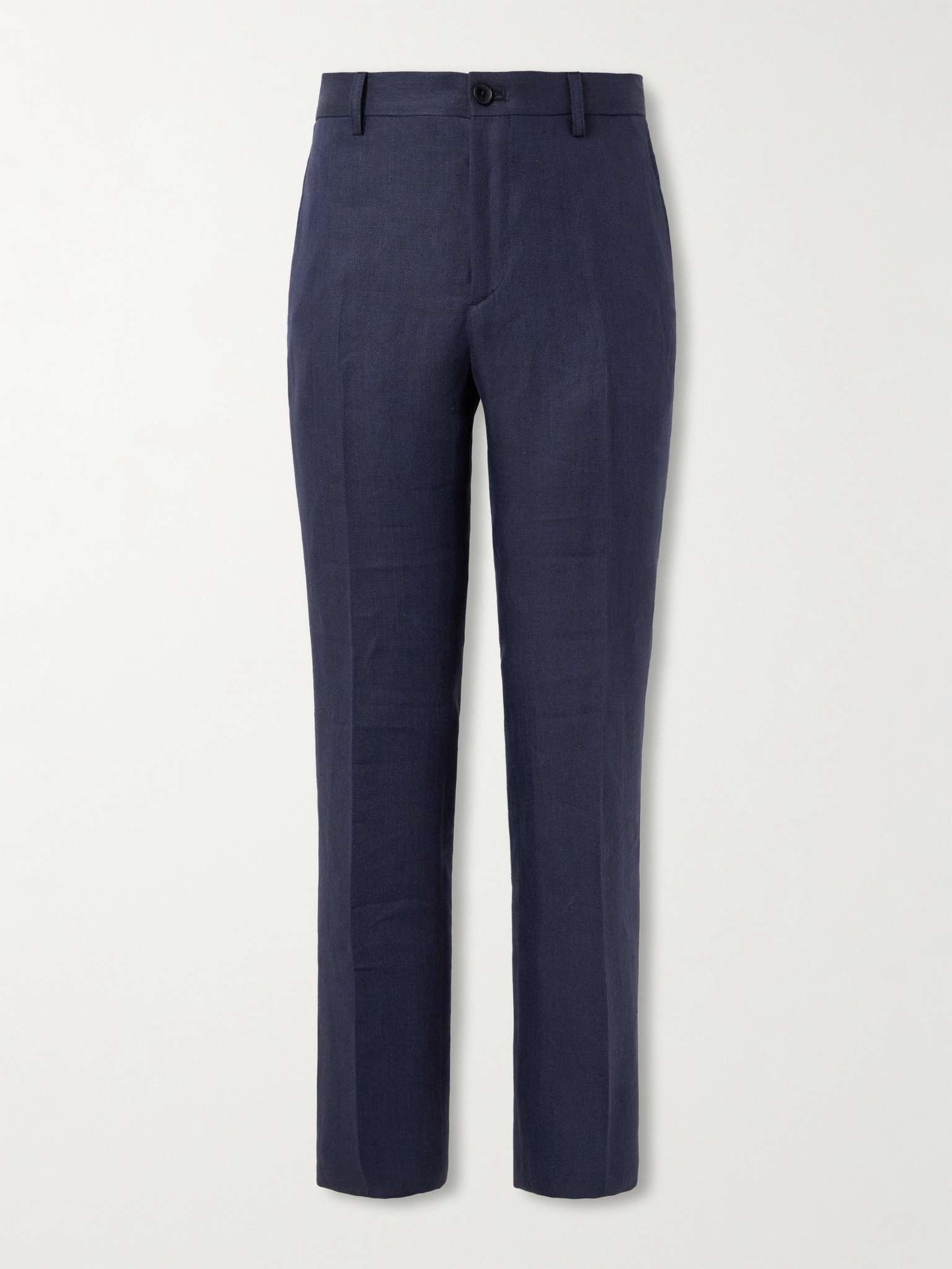 Straight-Leg Herringbone Linen Suit Trousers - 1