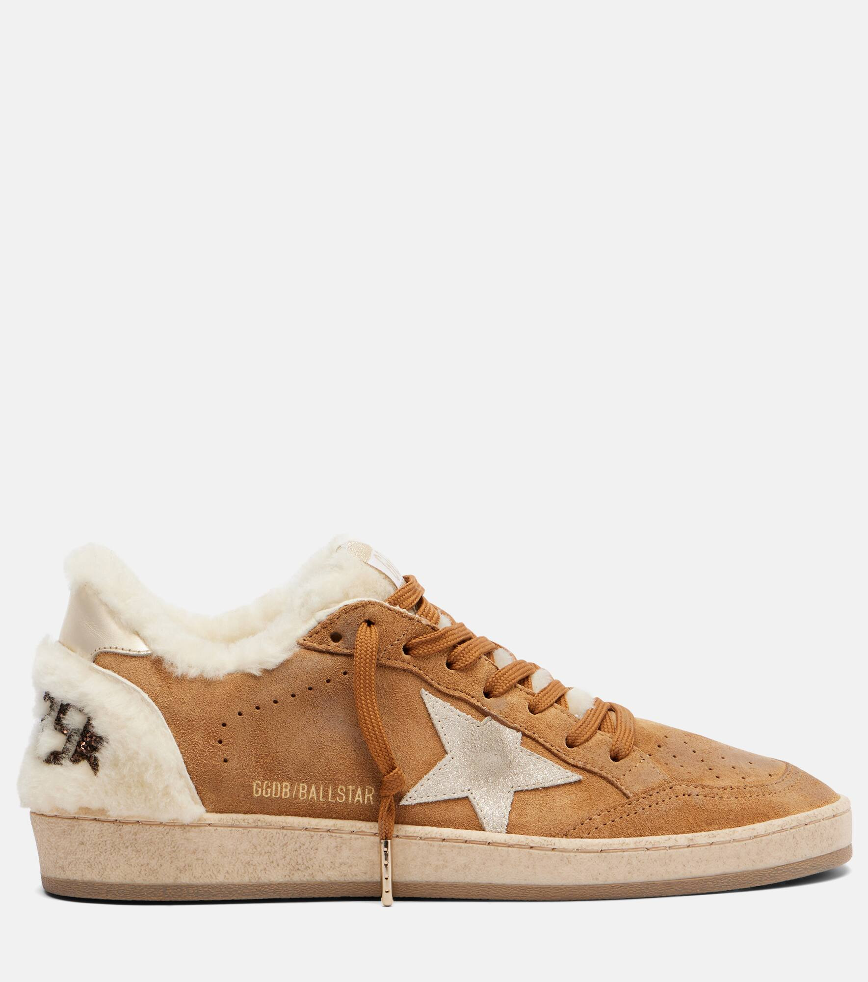 Ball Star shearling-trimmed suede sneakers - 4