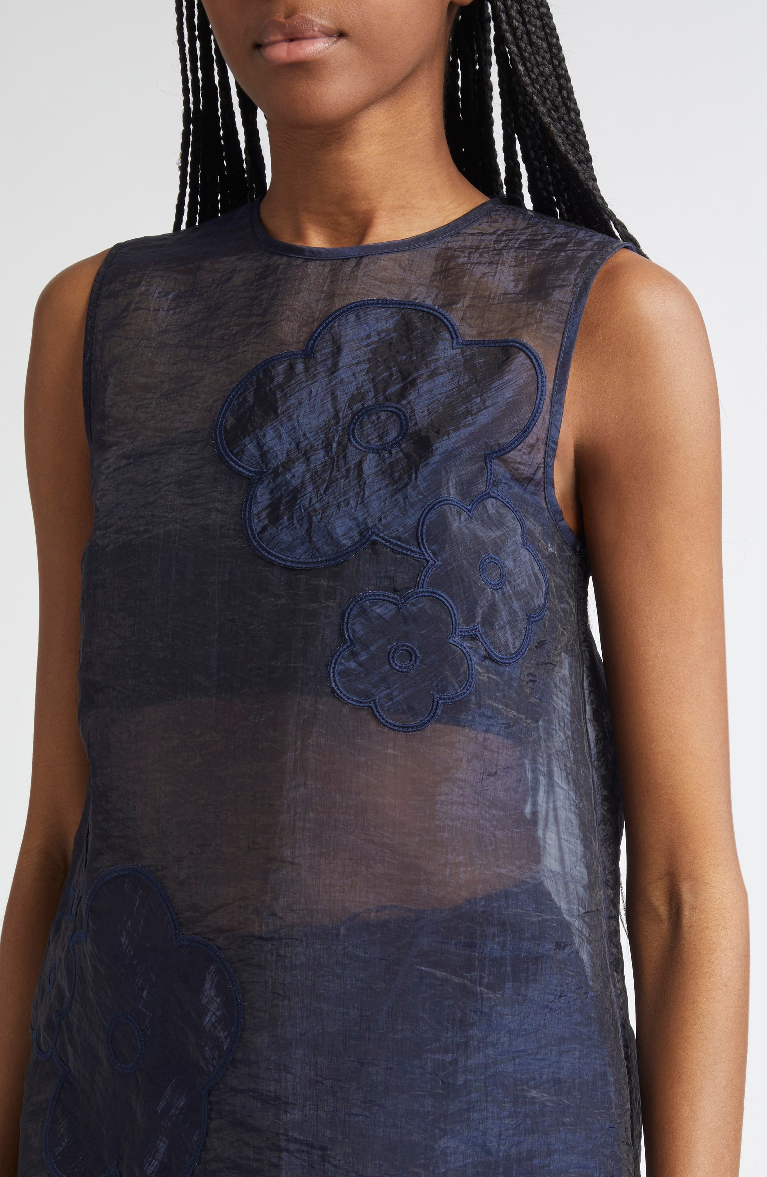 Cecilie Bahnsen Alba Floral Embroidered Top in Navy at Nordstrom - 5