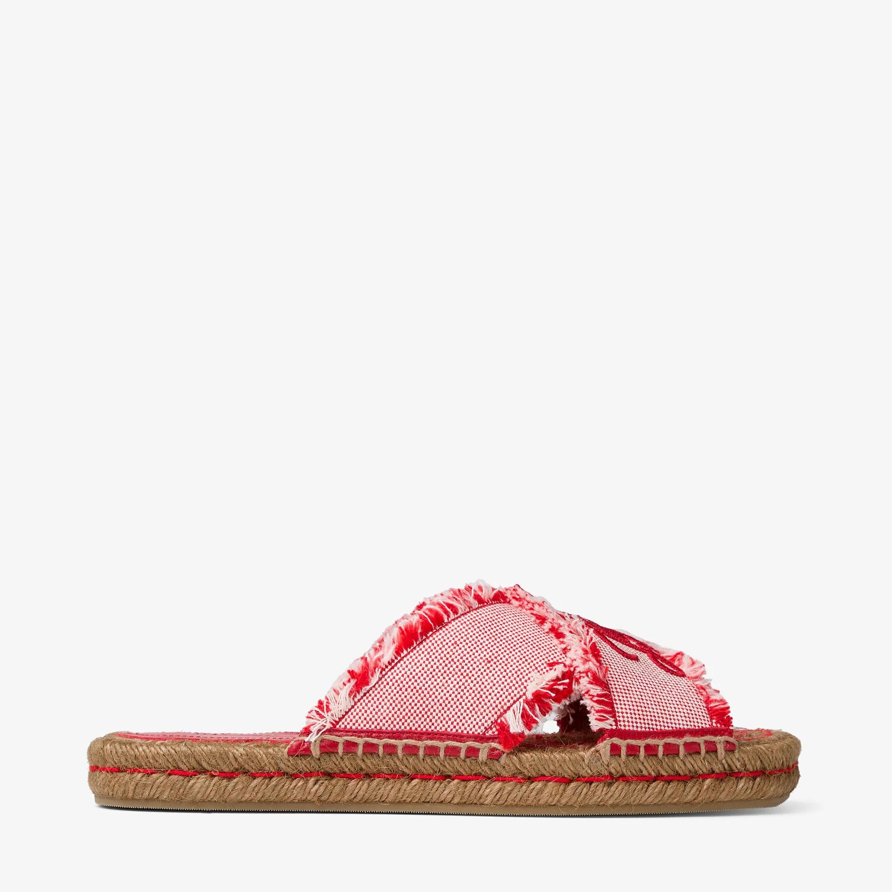 Aciel Sandal Flat Ruby Red Mix Frayed Flecked Canvas Flat Sandals - 1