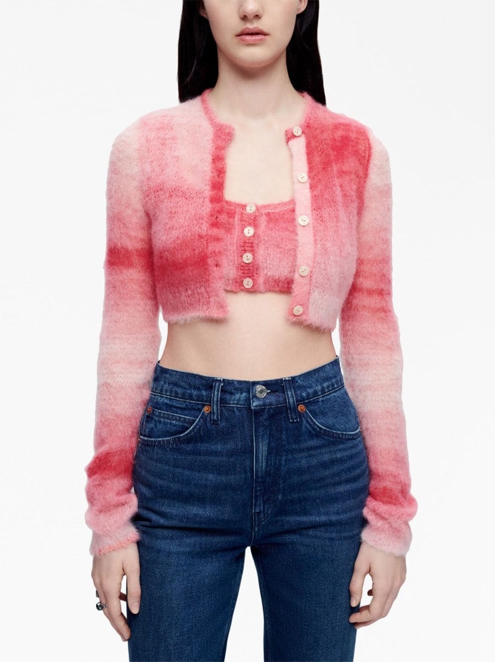 gradient-effect cropped cardigan - 3