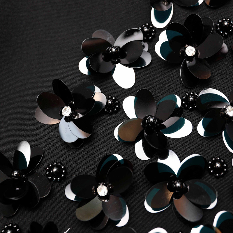 Black Crepe 3D Sequin Mini Dress 5