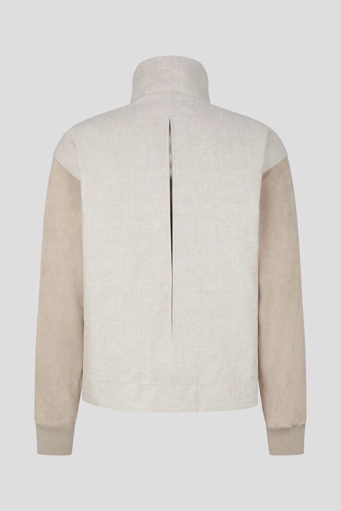 Paolo Linen and leather blouson in Sand - 8