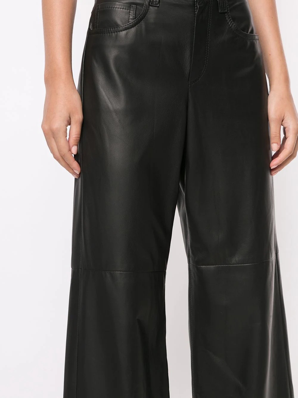 faux leather wide leg trousers - 5