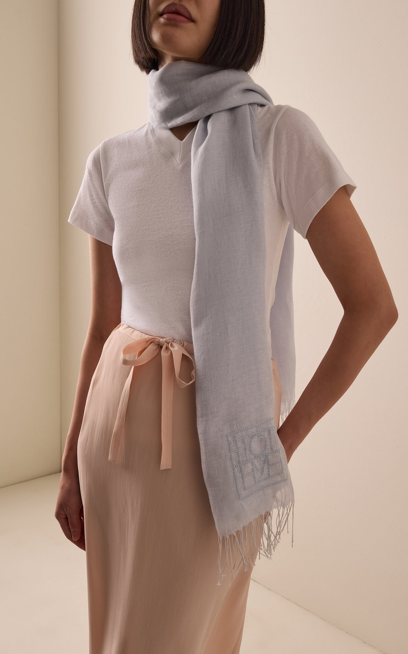TOTEME Linen Scarf blue outlook