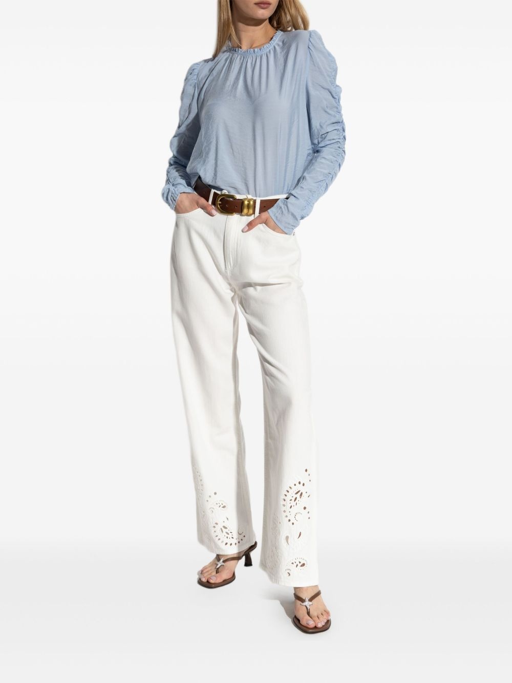 embroidery drawstring trousers - 2