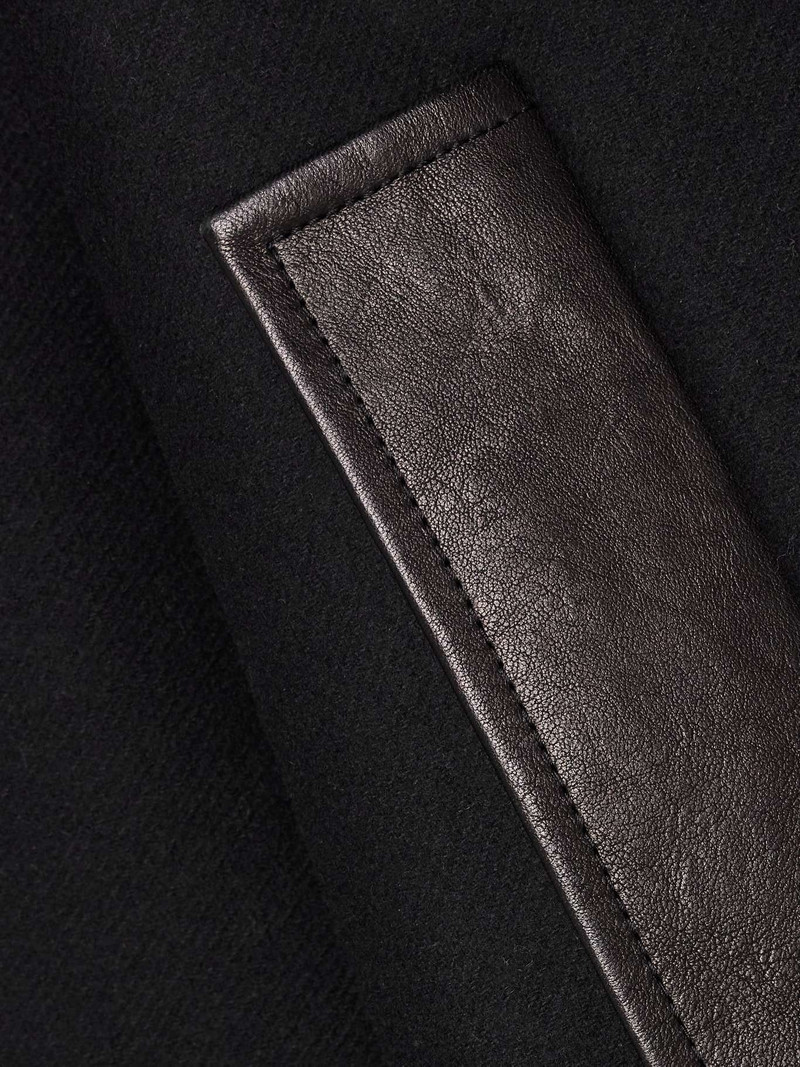 Melbo leather-trimmed wool-blend felt coat 4