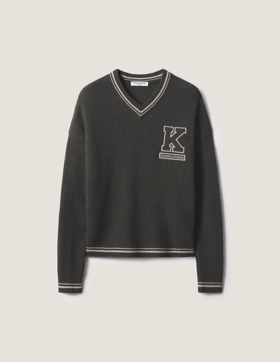 COLLEGE WAFFLE WOOL JUMPER - 1