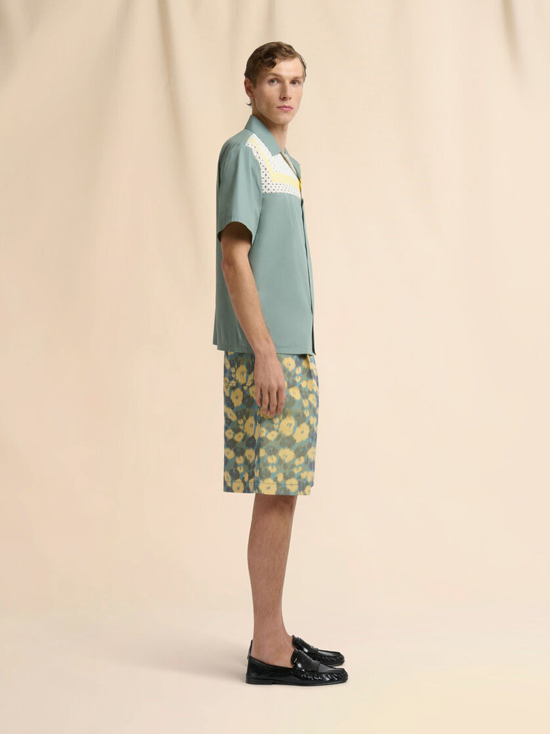 GREEN COTTON-NYLON SHIRT WITH BRODERIE ANGLAISE YOKE 5
