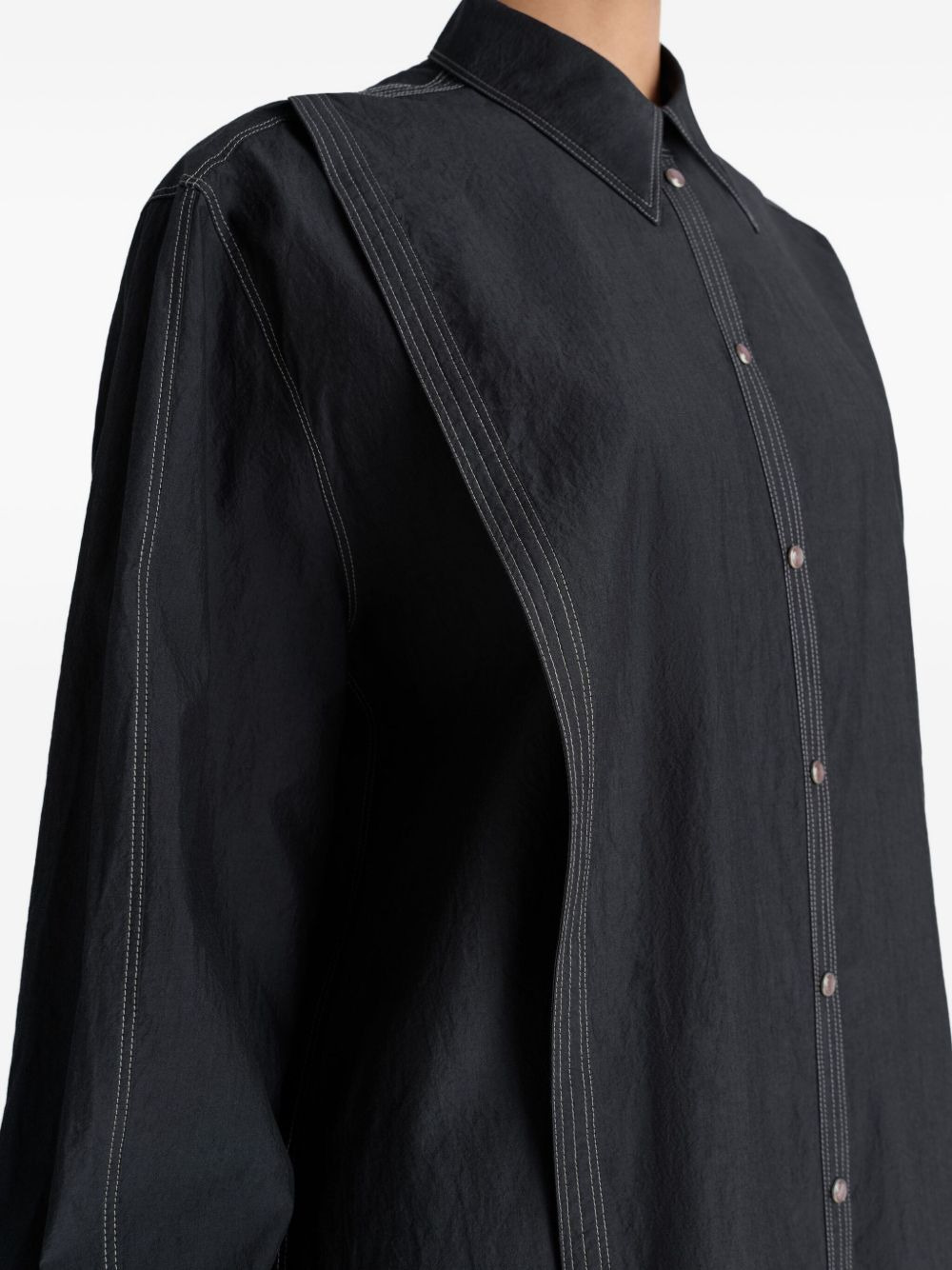 asymmetrical-panel shirt dress - 5