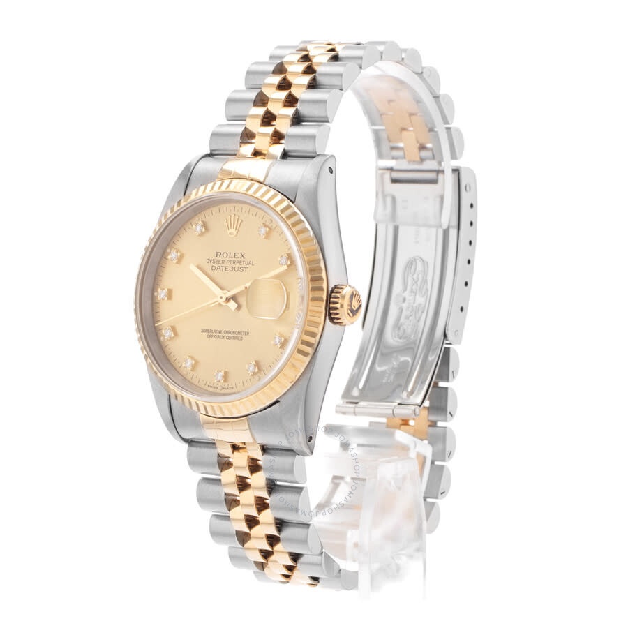 Pre-owned Rolex Datejust 36 Automatic Chronometer Diamond Champagne Dial Men's Watch 16233 CDJ - 4