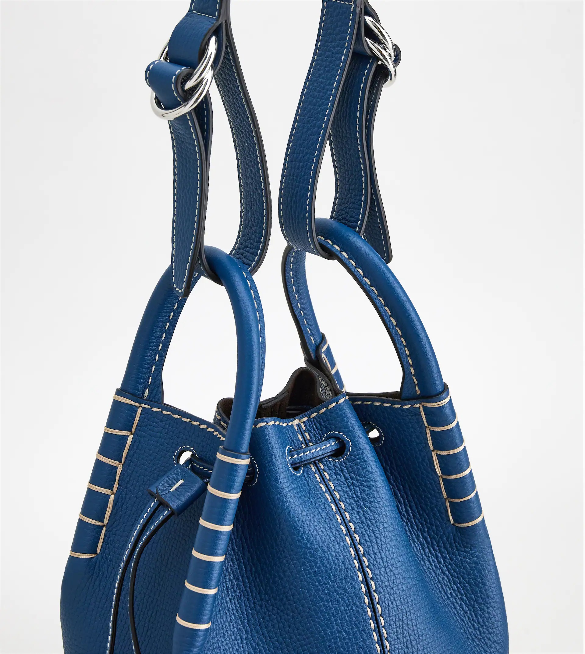 BUCKET BAG IN LEATHER MINI - BLUE - 5