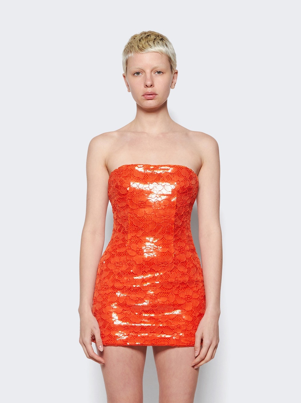Strapless Mini Dress Orange - 3