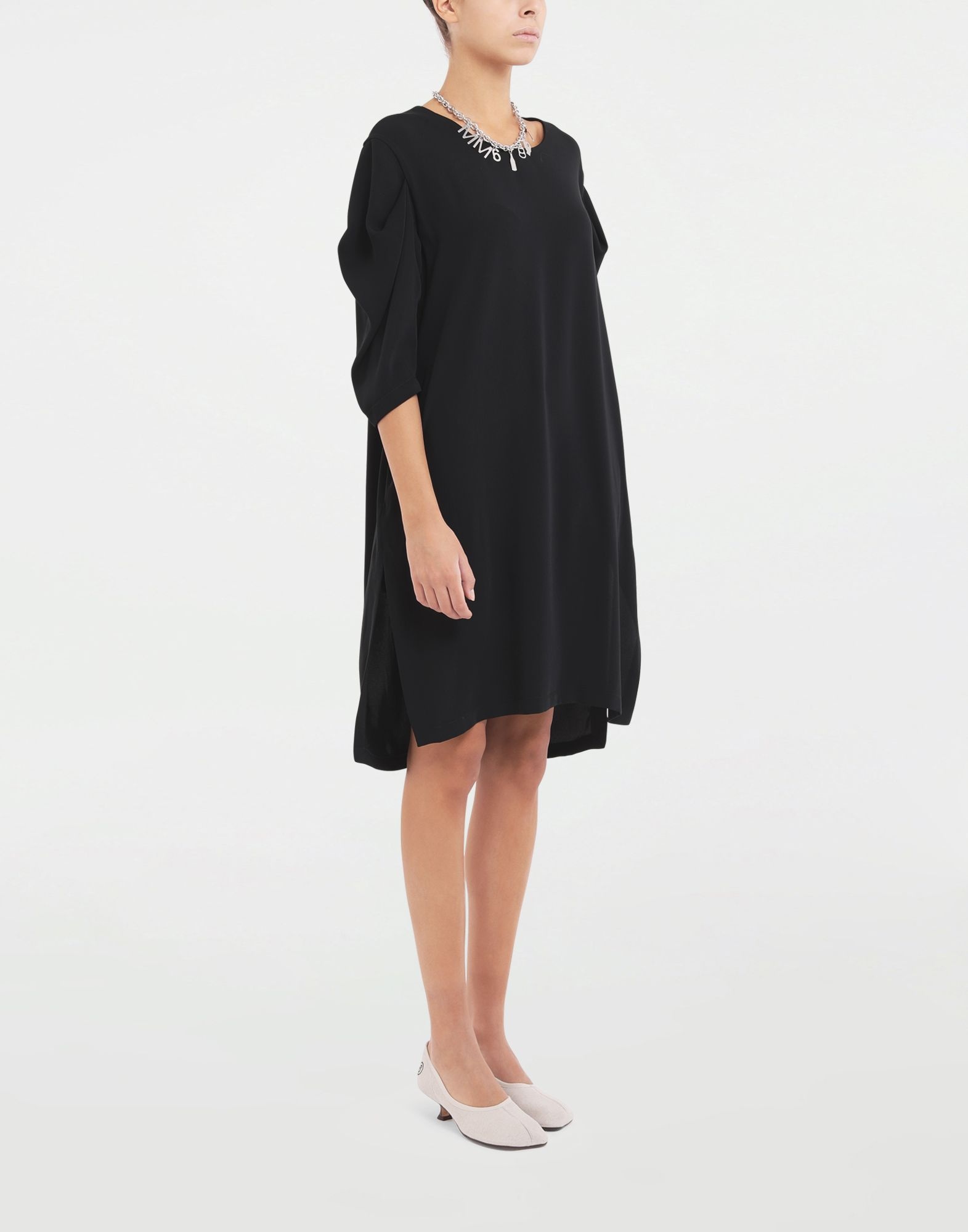 Ruffle draped sleeve dress - 3