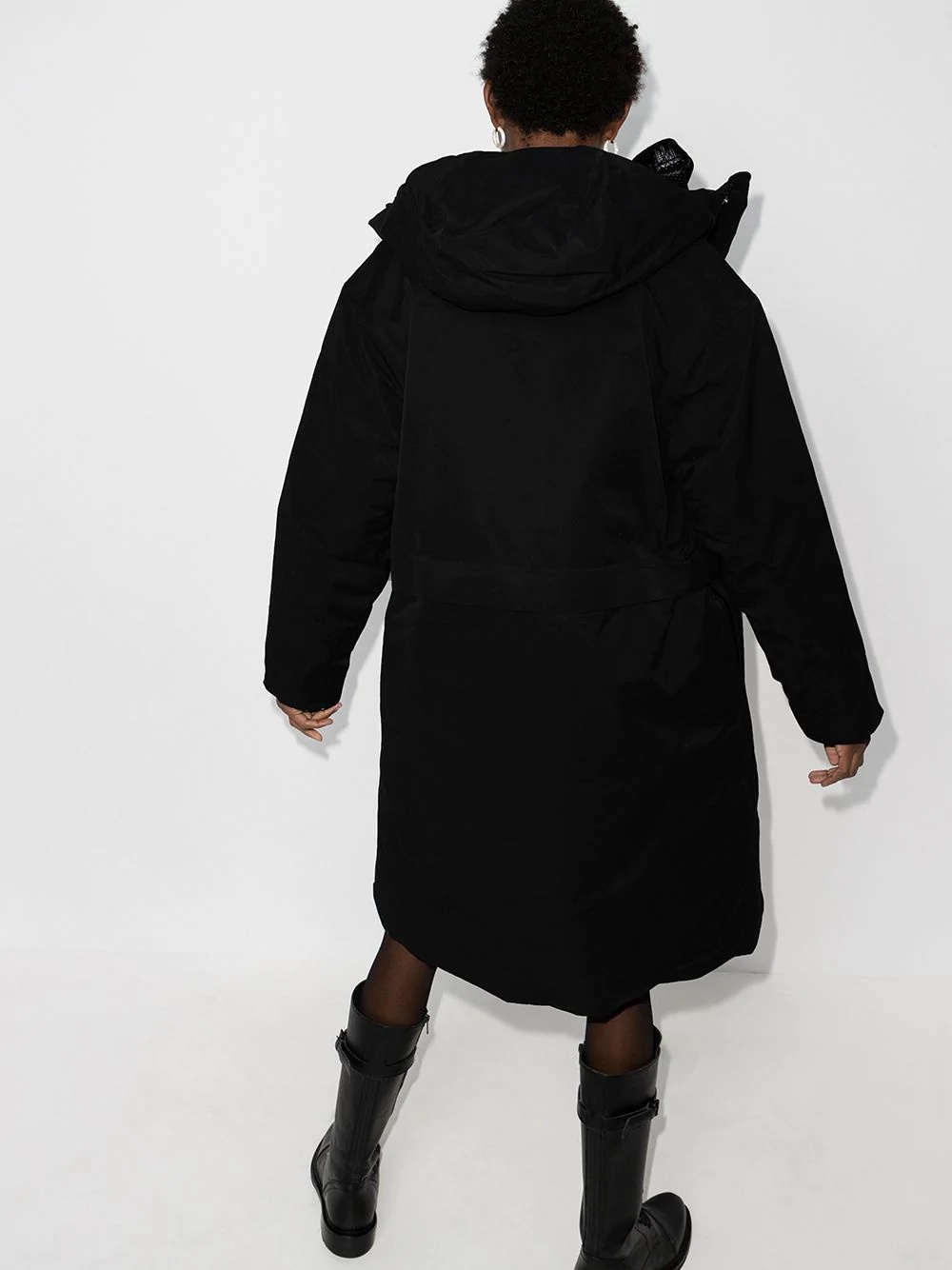 unisex hooded mid-length parka - 3