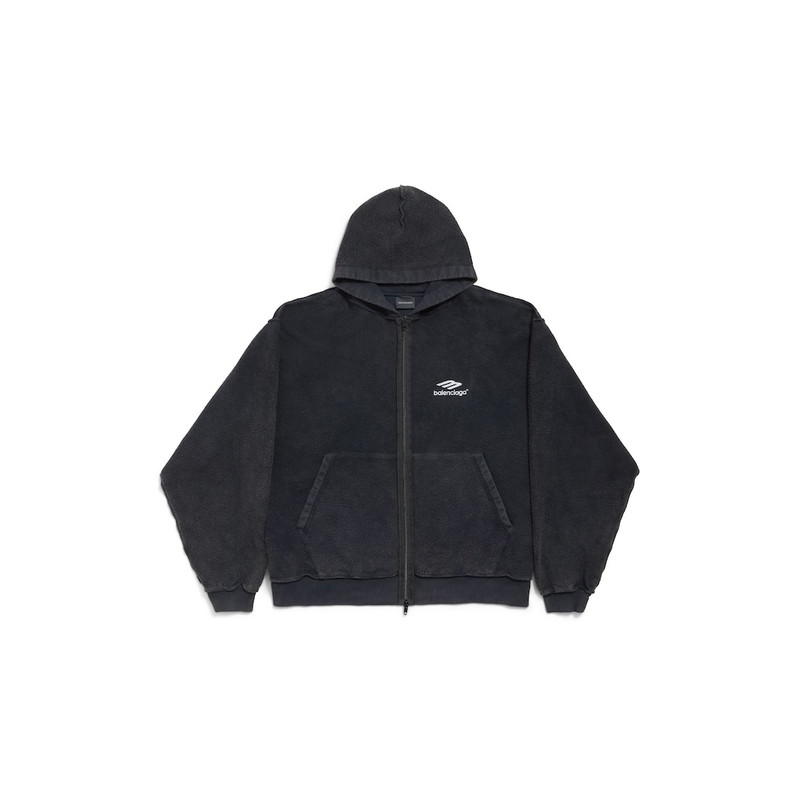 Men's 3b Sports Icon Inside-out Zip-up Hoodie in Black Faded - 1