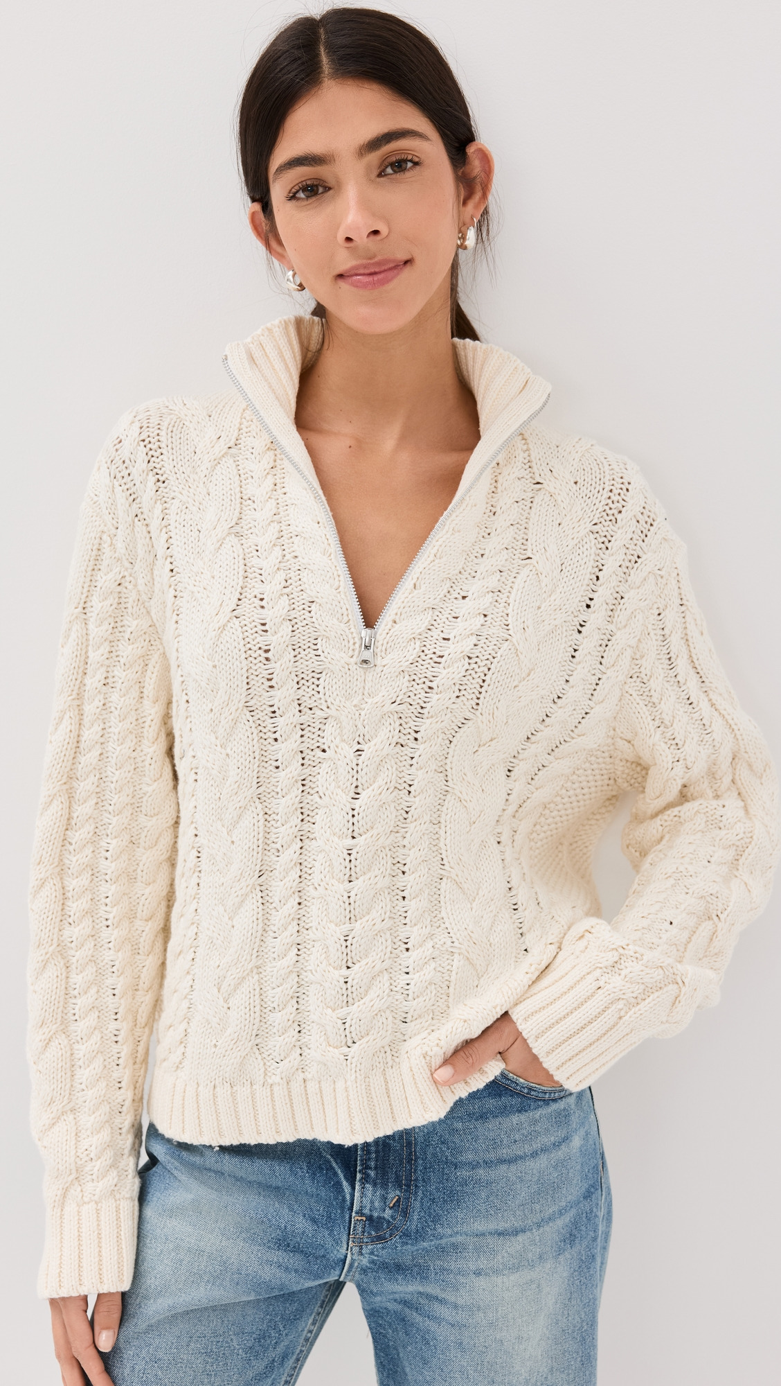 Cotton Cable Half Zip - 1