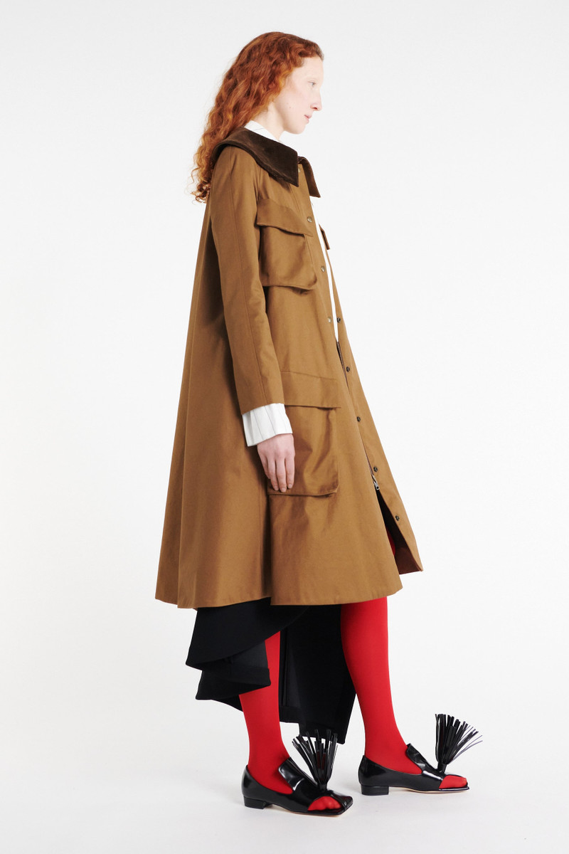 LONG FLARED TRENCH WITH POCKETS KHAKI BROWN 13