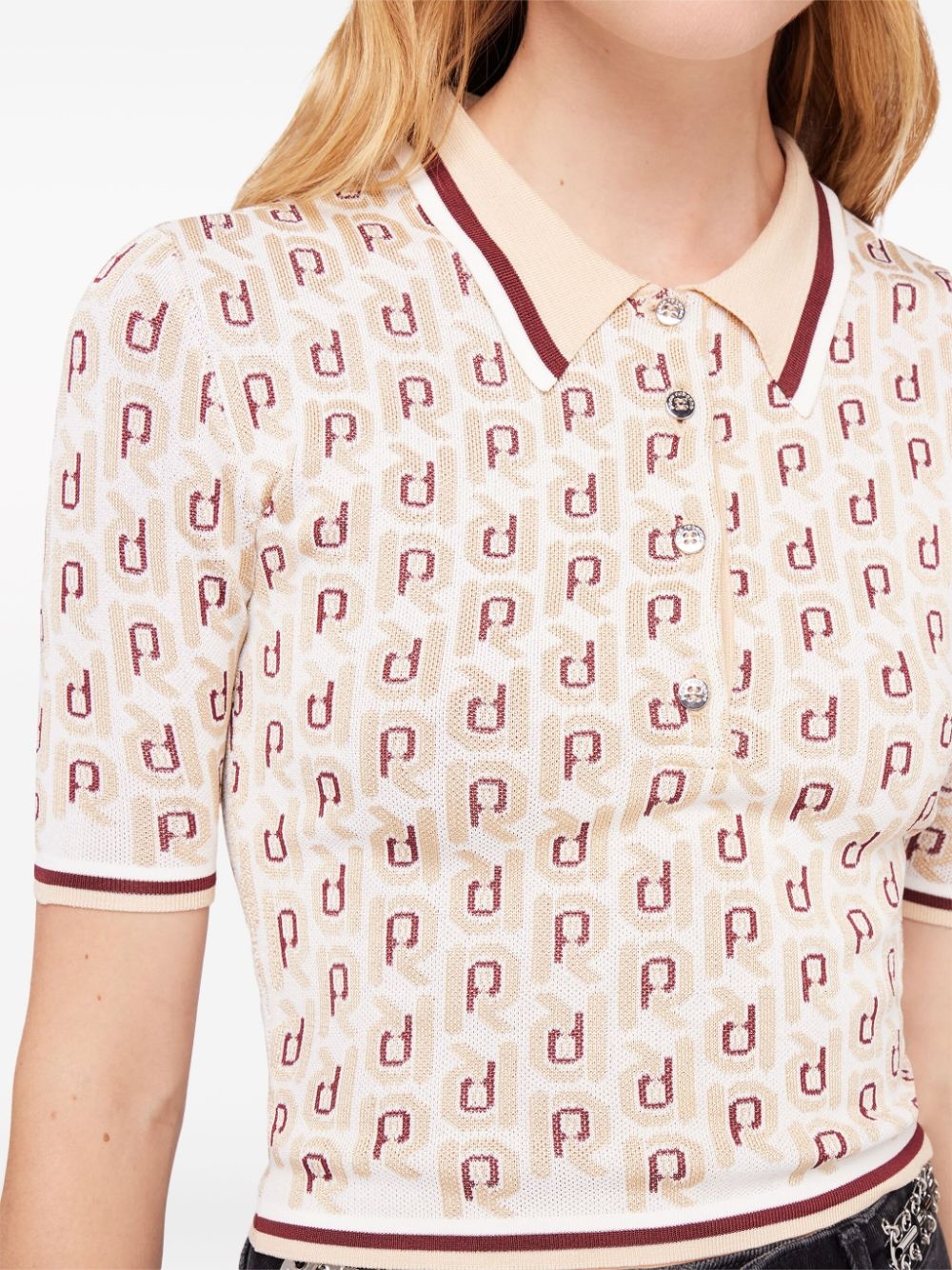 monogram-jacquard short-sleeve top - 5